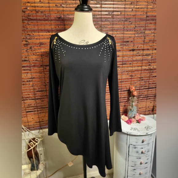 Belldini Tops - Belldini Black Studded High-Neck Top